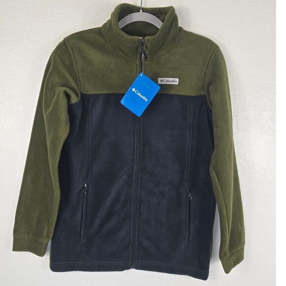 Columbia NWT Green Black Full Zip Pockets Winter BOYS Jacket L - Picture 1 of 5